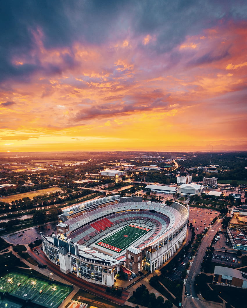 オハイオ州立フットボール - 614、オハイオ州立スタジアムからの眺め HD電話の壁紙