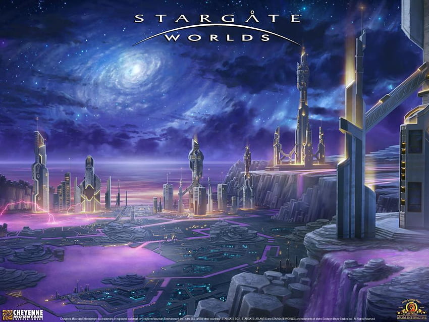Stargate worlds, blue, purple, sky, steel HD wallpaper