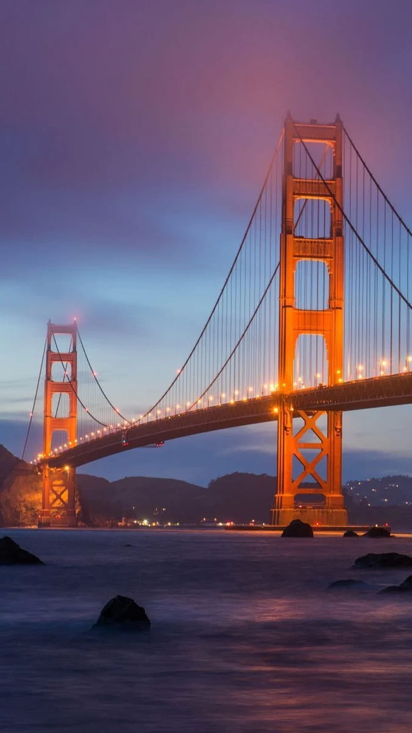IPhone nocturno del puente Golden Gate. Puente Golden Gate , Puente , Puerta Dorada fondo de pantalla del teléfono