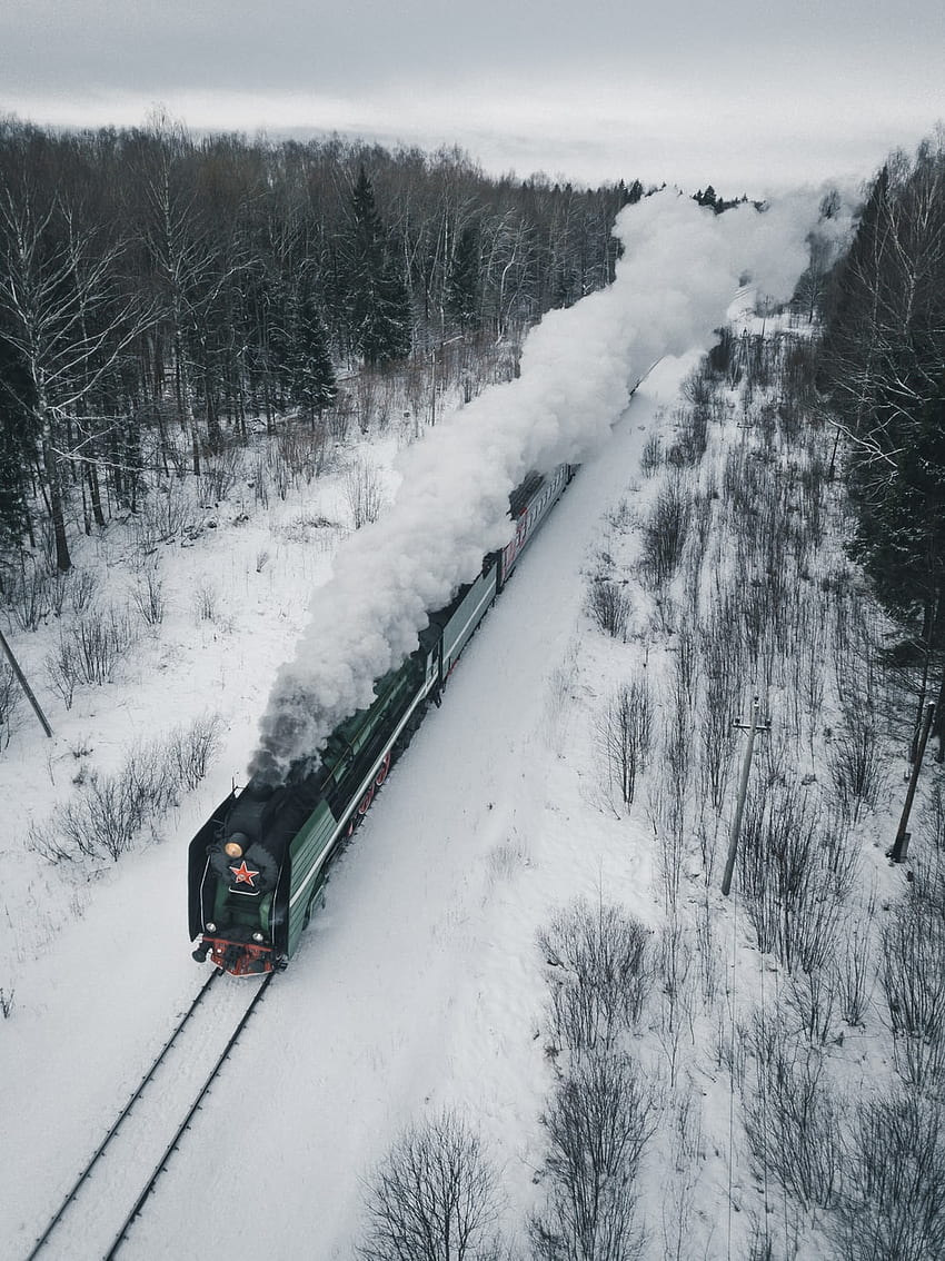 Winter Train, Snow Train HD phone wallpaper
