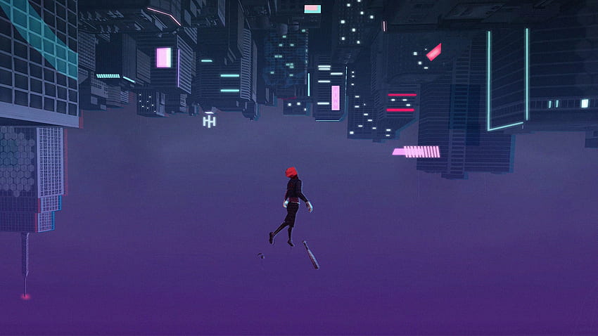 Download 4k AMOLED Background Miles Morales Falling In The Spiderverse   Wallpaperscom
