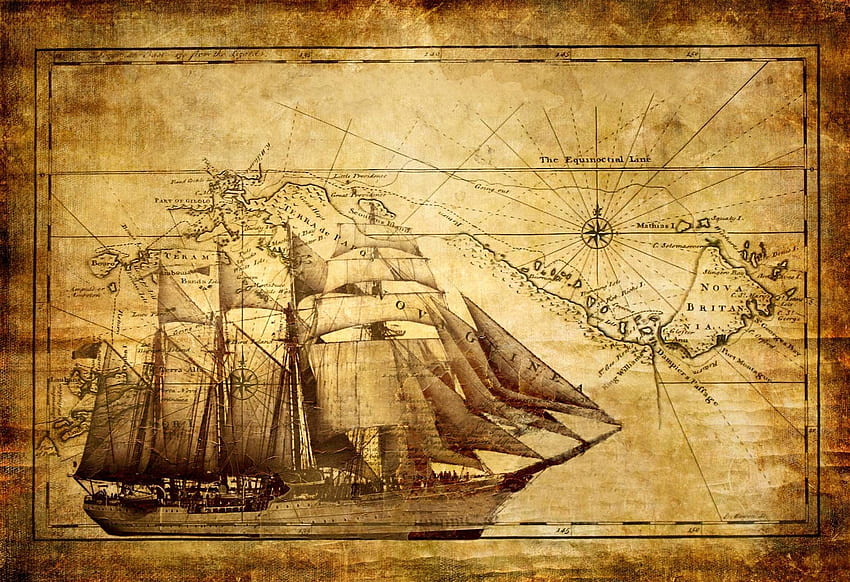古い地図のジョアンナ。 地図のウォールアート、世界地図のウォールアート、古代の船 高画質の壁紙