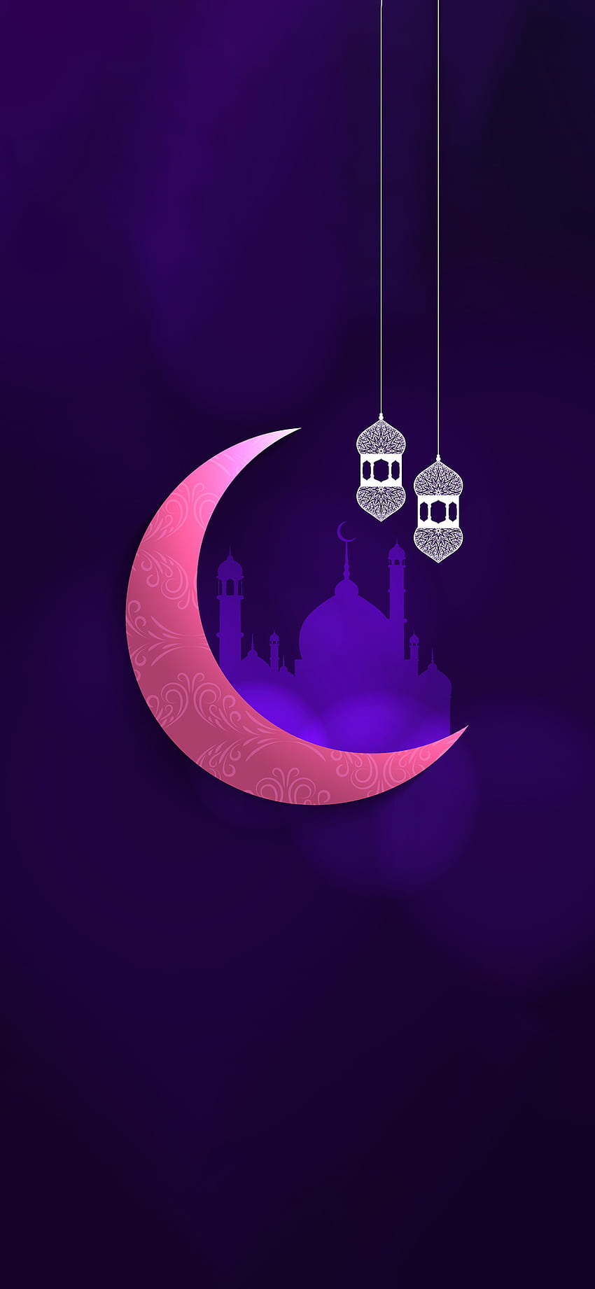 hermoso del vector del saludo del festival de Eid Mubarak - -, angustia en una luna llena fondo de pantalla del teléfono