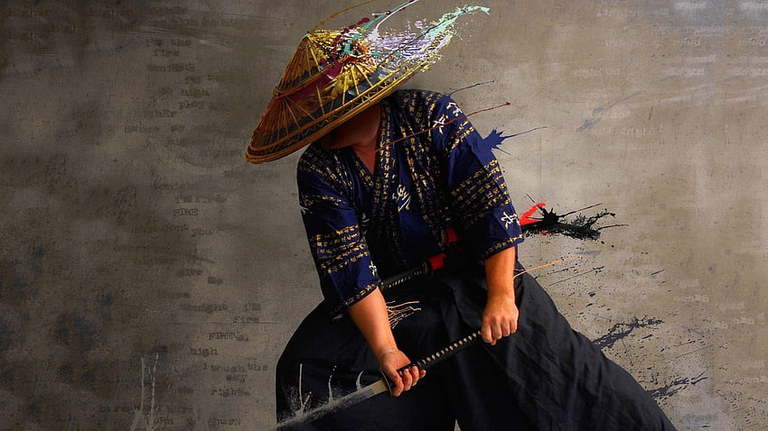 artwork, manipulation, men, Japanese clothes, samurai, katana HD wallpaper