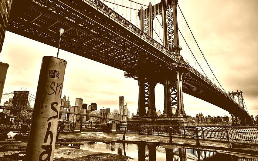 Seppia del ponte di Brooklyn 23400 Sfondo HD