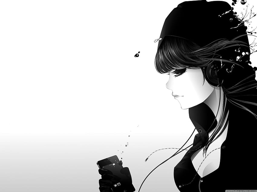 Anime Girl Listening To Music iPhone HD wallpaper