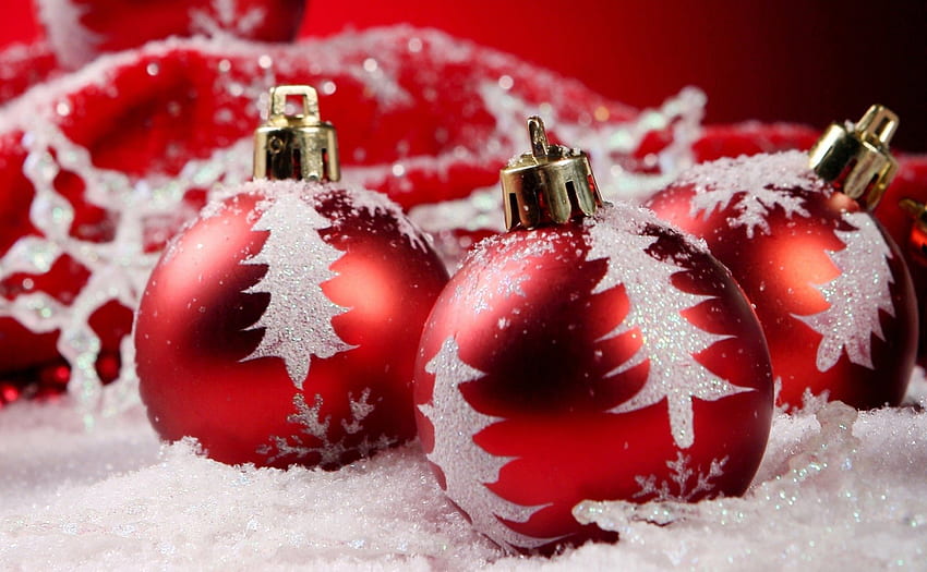 Christmas Decorations, winter, holiday, snow, christmas, ornaments, balls HD wallpaper