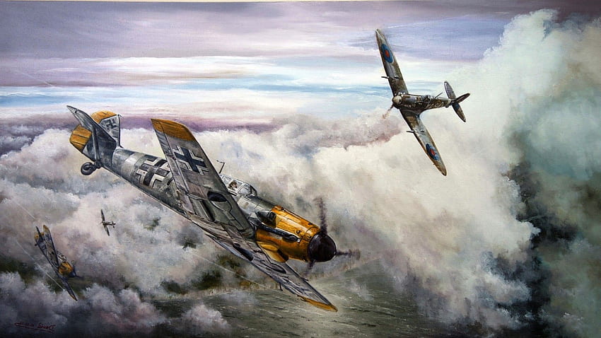 Messerschmitt, Messerschmitt Bf 109, Zweiter Weltkrieg, Deutschland, Militärflugzeuge, Luftwaffe / und mobiler Hintergrund, Battle of Britain HD-Hintergrundbild