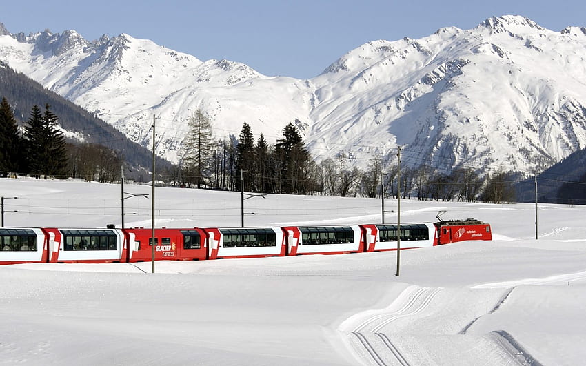 Trem de passageiros na neve na Suíça e [] para seu celular e tablet. Explore as bordas do trem para homens. fronteira de caça papel de parede HD