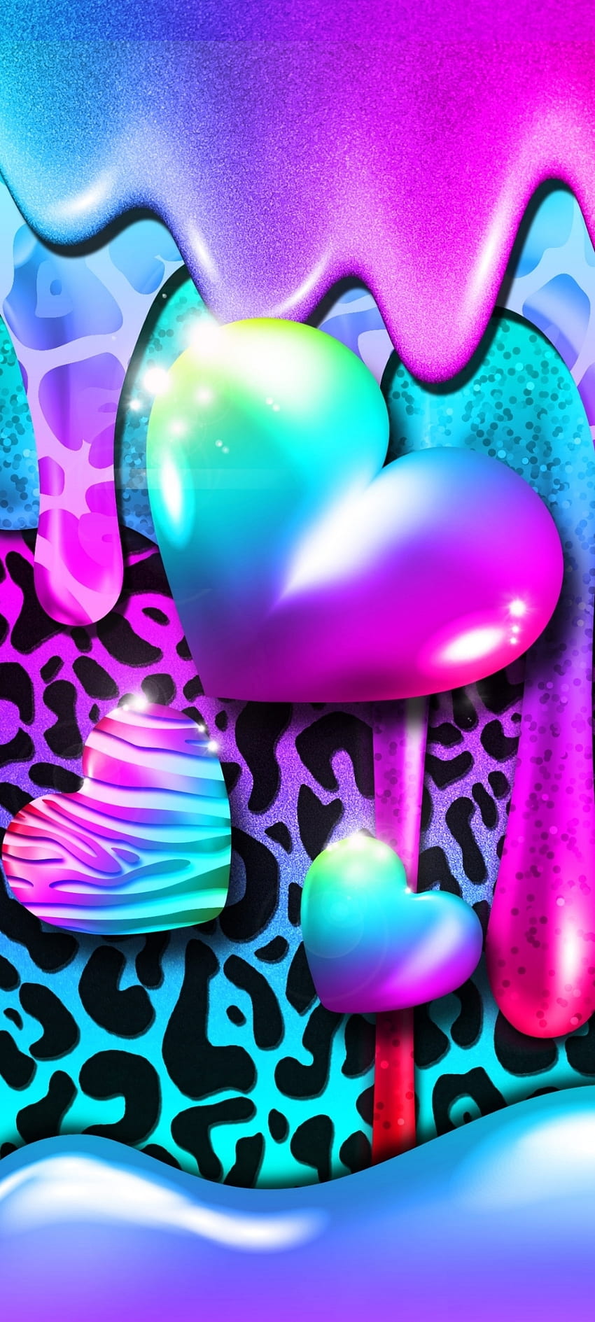 Blue Purple Heart, love, electric blue, magenta, leopard, luxury, glitter, valentine HD phone wallpaper