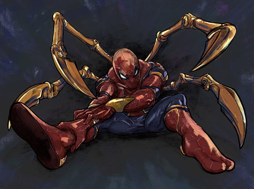 Iron spider, spider-man, artwork, 2018 HD wallpaper
