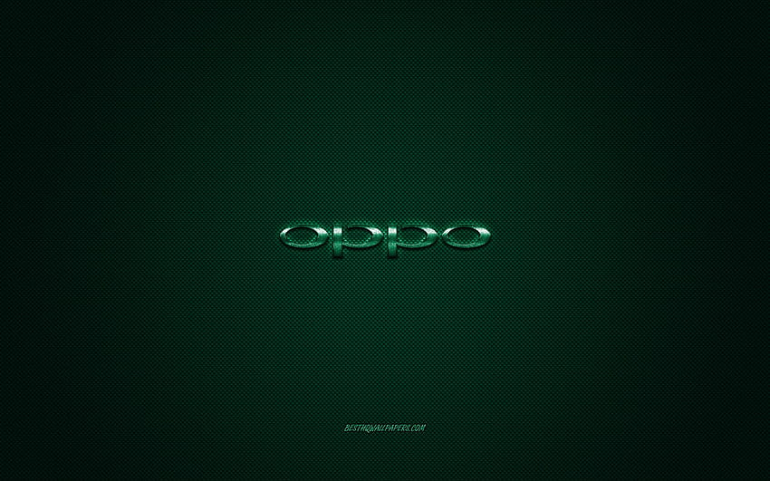 Oppo logo, green shiny logo, Oppo metal emblem HD wallpaper