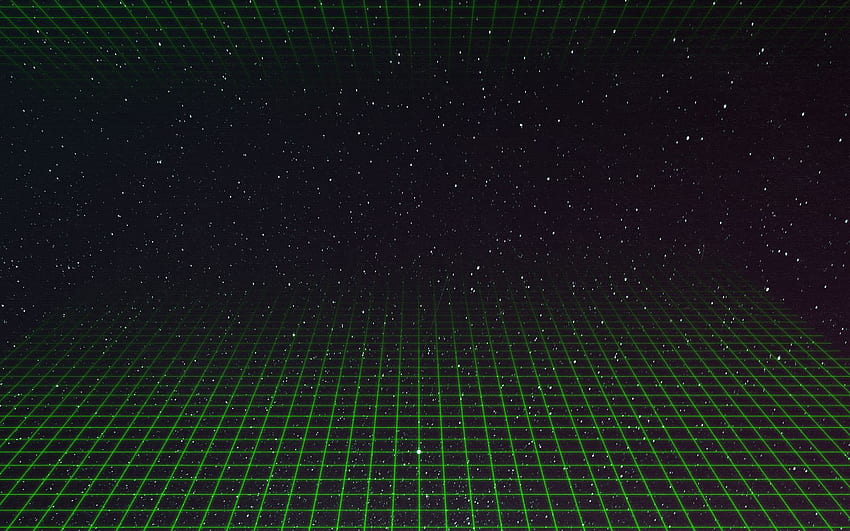 Neonlichter Synthwave Retro Wellenauflösung, Hintergrund und Grün Retro HD-Hintergrundbild