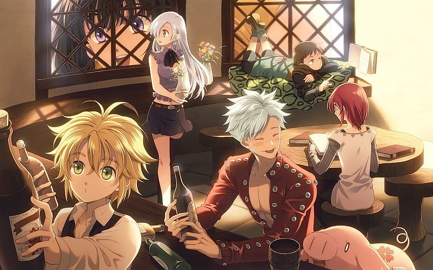 meliodas, Fairy King Harlequin, Diane (Sin of Envy), Gowther ( Sin HD wallpaper