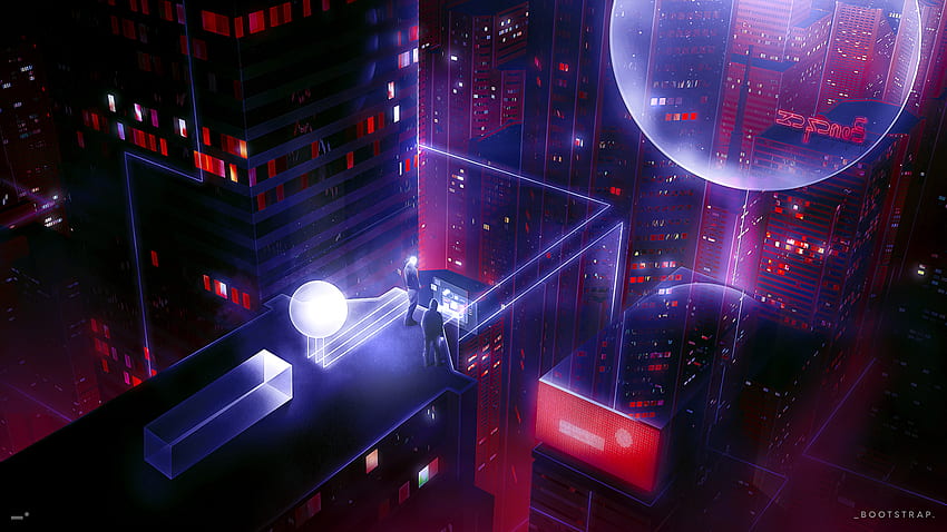 Menschen, Kunst, Cyberpunk, Dach, Sci-Fi HD-Hintergrundbild
