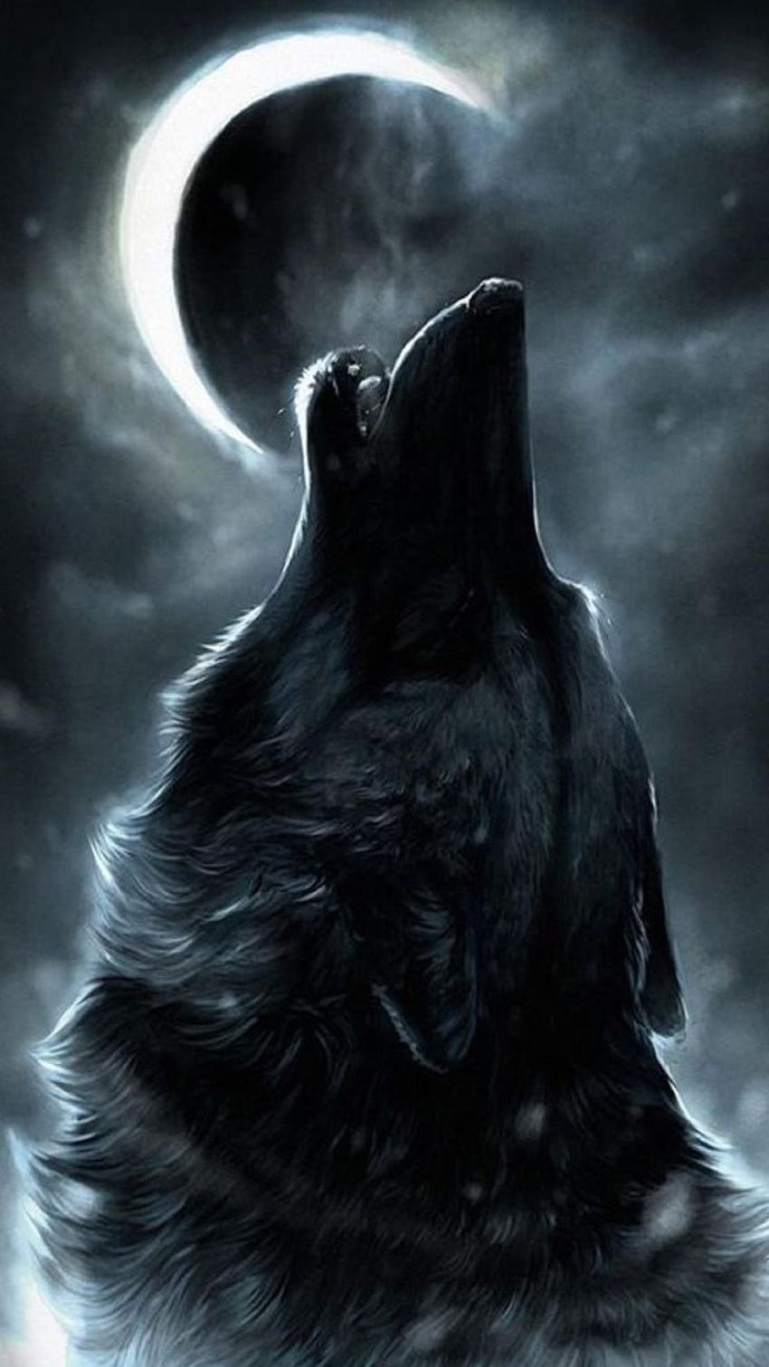 ܓ Anime Wolf The Moon HD-Handy-Hintergrundbild