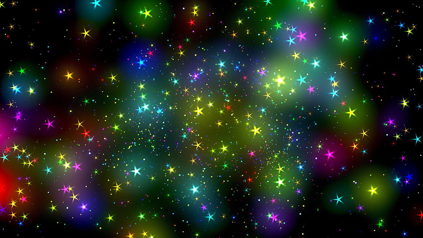 Абстрактни, звезди, блестящи, блясък, многоцветни, пъстри, блясък HD тапет