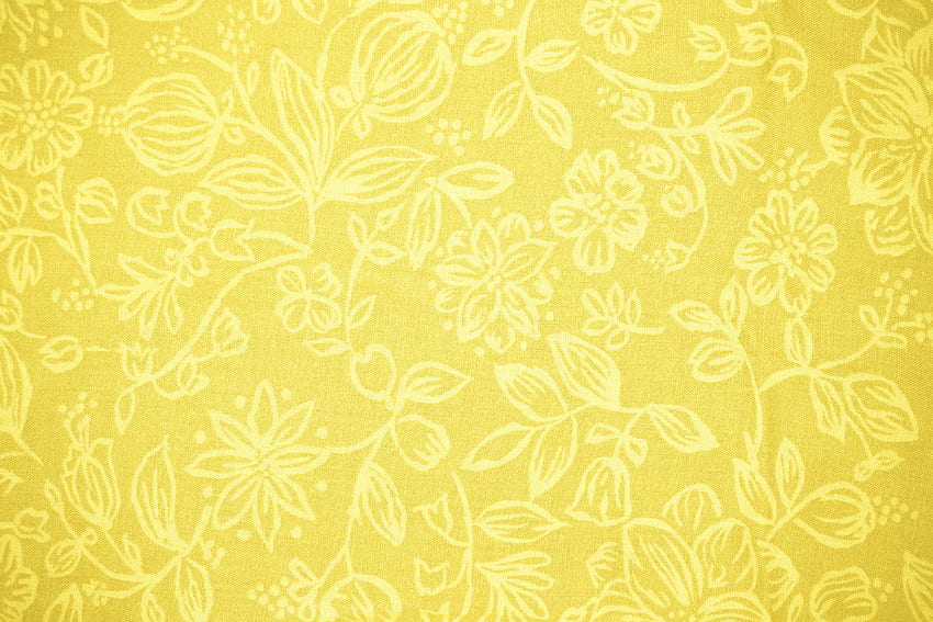 Tela amarilla con textura de patrón floral. fondo de pantalla