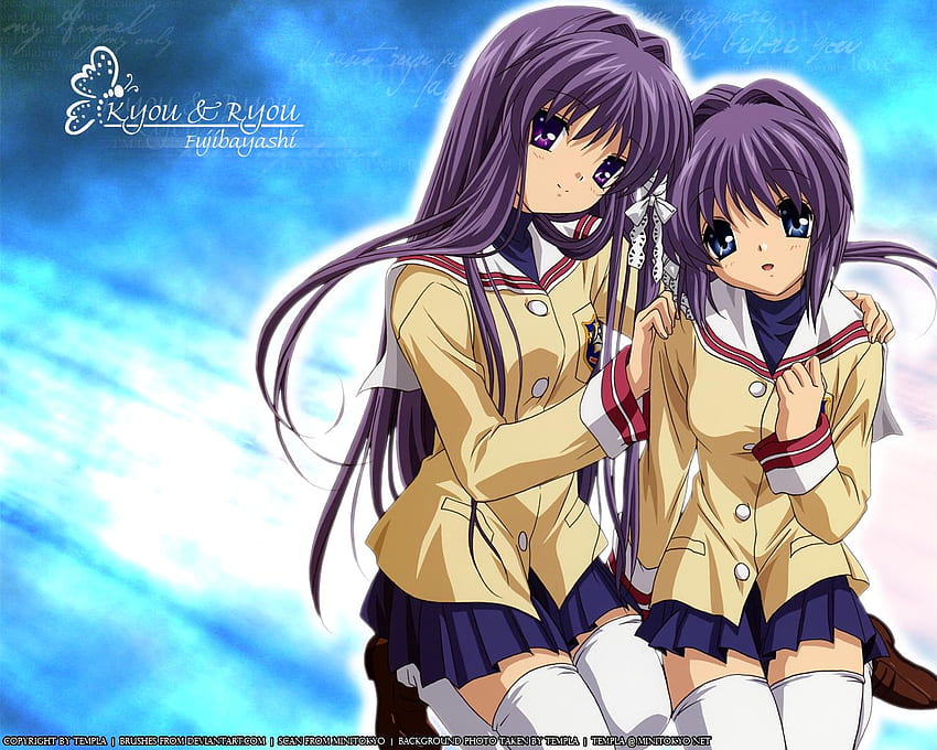 2girls clannad fujibayashi kyou fujibayashi ryou twins. konachan HD wallpaper