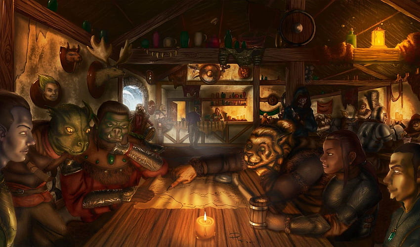 Fantasy Taverne Hintergrund, mittelalterliche Taverne HD-Hintergrundbild