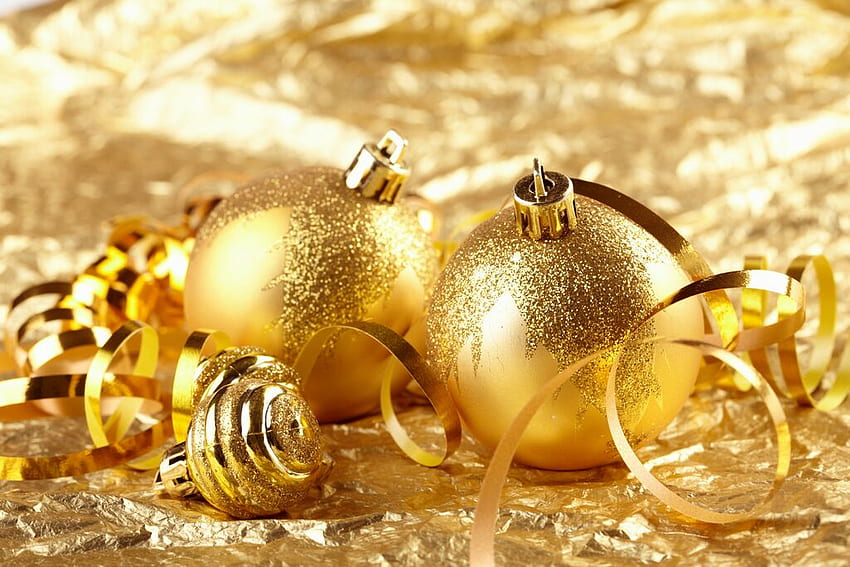 Golden decorations, golden, holidays, graphy, cute, balls, gold ...