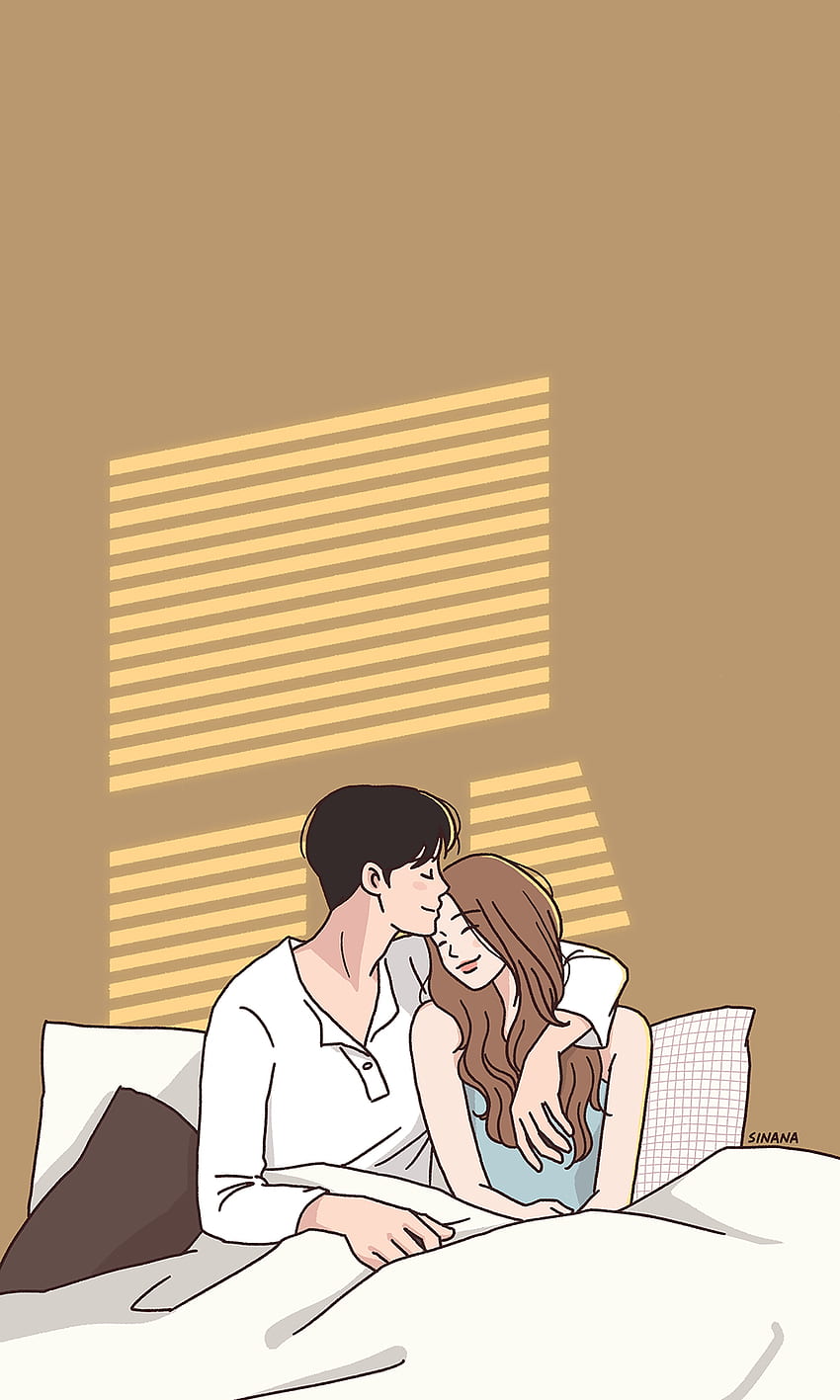 Cute Drawing Couple - , Cute Drawing Couple Background on Bat HD phone wallpaper