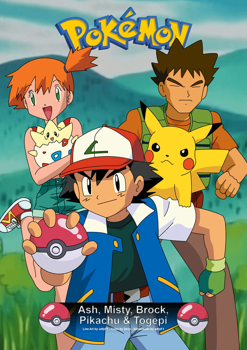 Kartu Pokemon - Ash, Misty, Brock, Pikachu y Togepi wallpaper ponsel HD