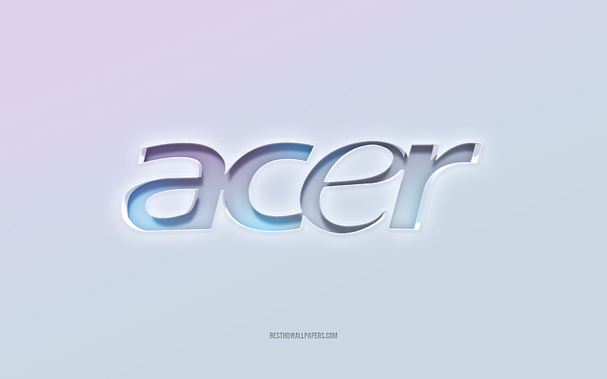 Logo Acer, testo 3d ritagliato, bianco, logo Acer 3d, emblema Acer, Acer, logo in rilievo, emblema Acer 3d Sfondo HD