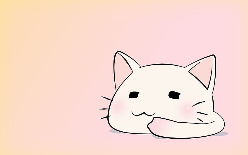 Розова котка, анимационен компютър с котка HD тапет