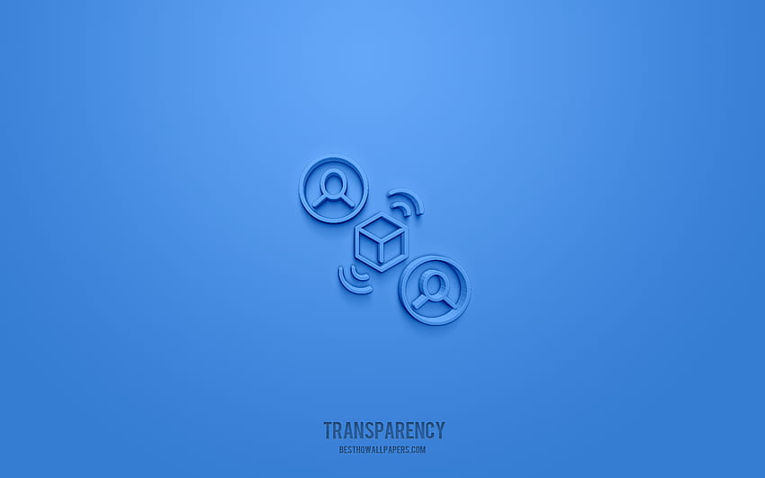 Icône 3d de transparence, fond bleu, symboles 3d, transparence, icônes d'affaires, icônes 3d, signe de transparence, icônes 3d d'affaires Fond d'écran HD