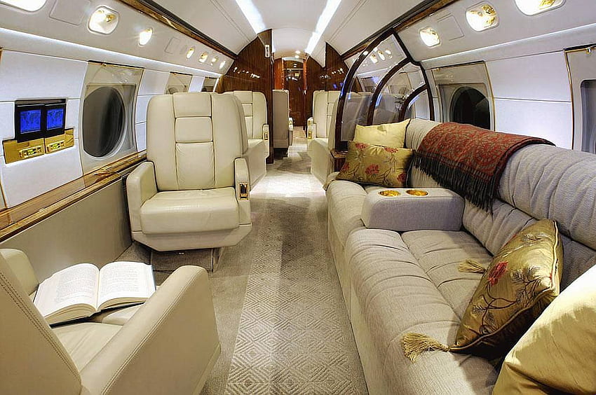 schönes Interieur eines Flugzeugs, will es, Wünsche, viel Geld, schön HD-Hintergrundbild