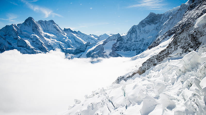 Bernese Alps ภูเขา สวิตเซอร์แลนด์ หิมะ ฤดูหนาว วอลล์เปเปอร์ HD