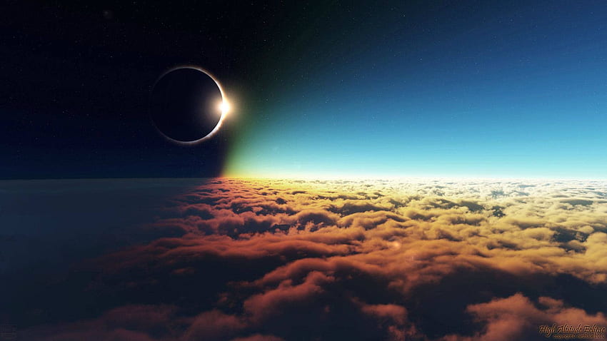 clouds, space, solar eclipse, moon, eclipse, Sun - HD wallpaper