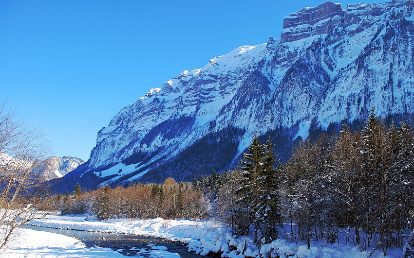 風景、冬、自然、山、新鮮さ、偉大さ、壮大さ 高画質の壁紙