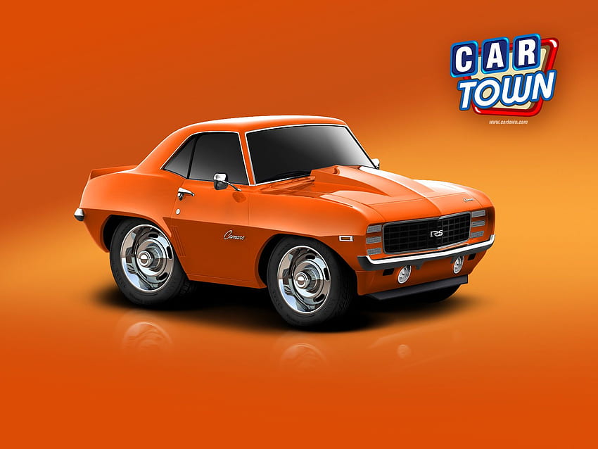 Orange Car Town Camaro, Orange Classic Car HD wallpaper