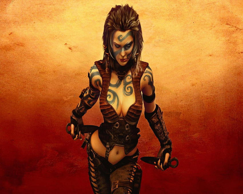 Warrior Woman, Warrior, Woman, Tattoos, Fantasy, Daggers HD wallpaper