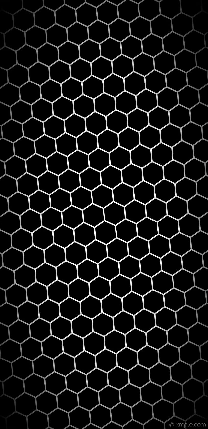 schwarzes Sechseck weißer Farbverlauf leuchtend grau hellgrau HD-Handy-Hintergrundbild