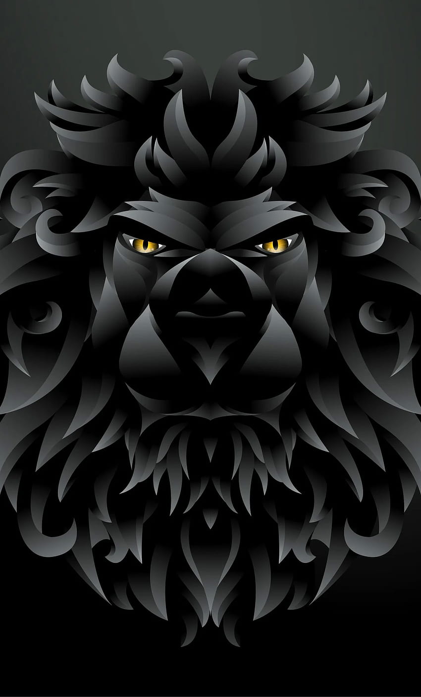 ダークブラックライオン イラスト iPhone HD電話の壁紙