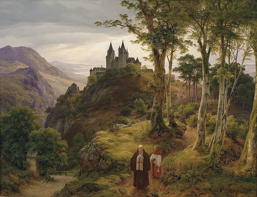 Romantic Landscape with a Monastery, vintage artwork by Karl Friedrich Lessing, in 2021. Romanticism painting, Romantic painting, Landscape HD-Hintergrundbild