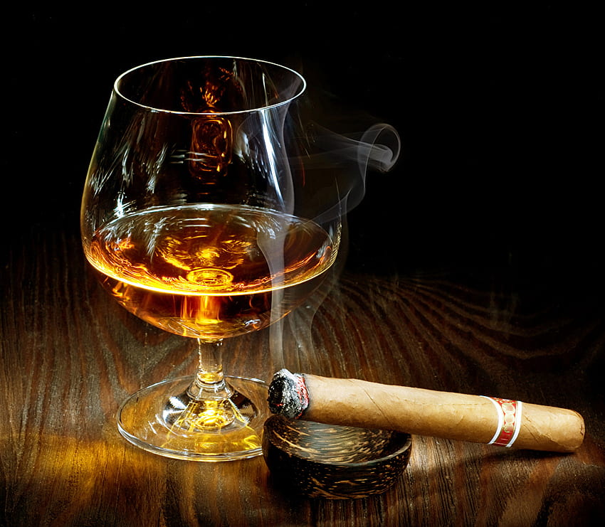 Cigar Alcoholic drink Food Smoke Stemware, Cigar Smoking HD wallpaper