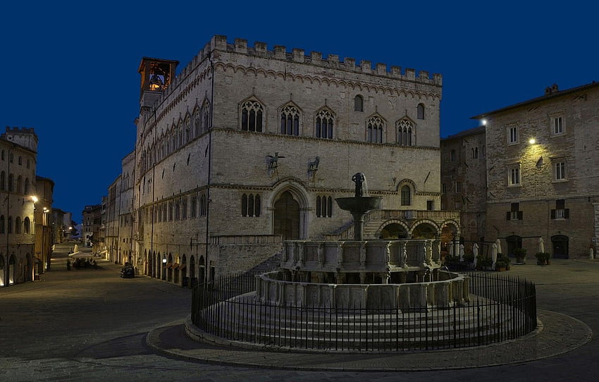 area, Italy, fountain, Umbria, Perugia HD wallpaper