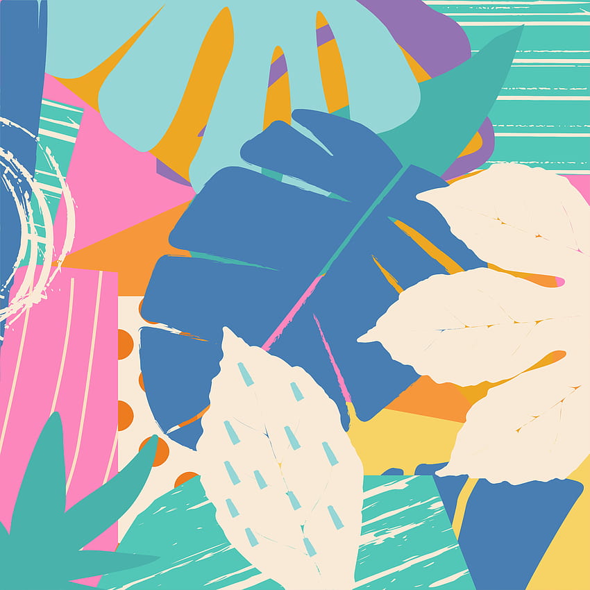 열 대 정글 잎과 꽃 배경입니다. 다채로운 열대 포스터 디자인. 이국적인 잎, 꽃, 식물 및 나뭇가지 예술 인쇄물. 식물 패턴, 패브릭 벡터 일러스트 디자인 417452 Vecteezy의 벡터 아트 HD 전화 배경 화면