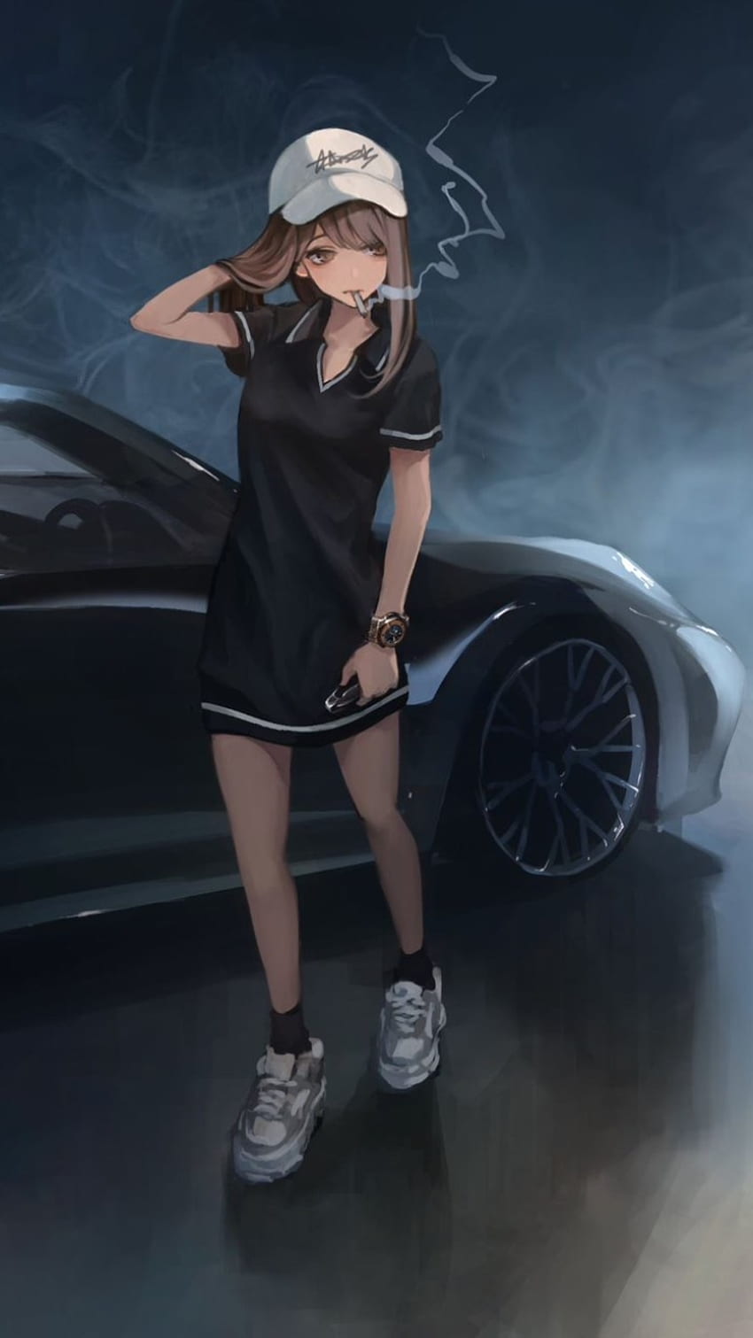 Zigarette Anime Mädchen Rauch HD-Handy-Hintergrundbild