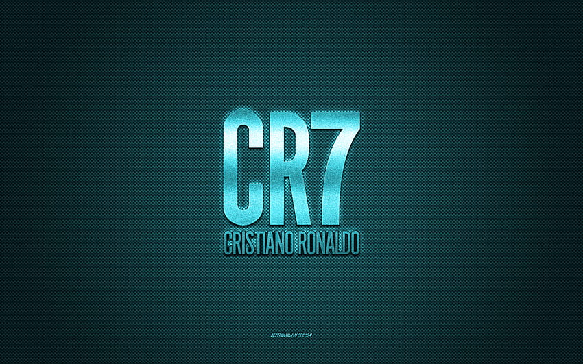 CR7 ロゴ、青い光沢のあるロゴ、CR7 金属エンブレム、青い炭素繊維のテクスチャ、CR7、クリスティアーノ ・ ロナウド、ブランド、クリエイティブ アート、CR7 エンブレム、クリスティアーノ ・ ロナウドのロゴ 高画質の壁紙