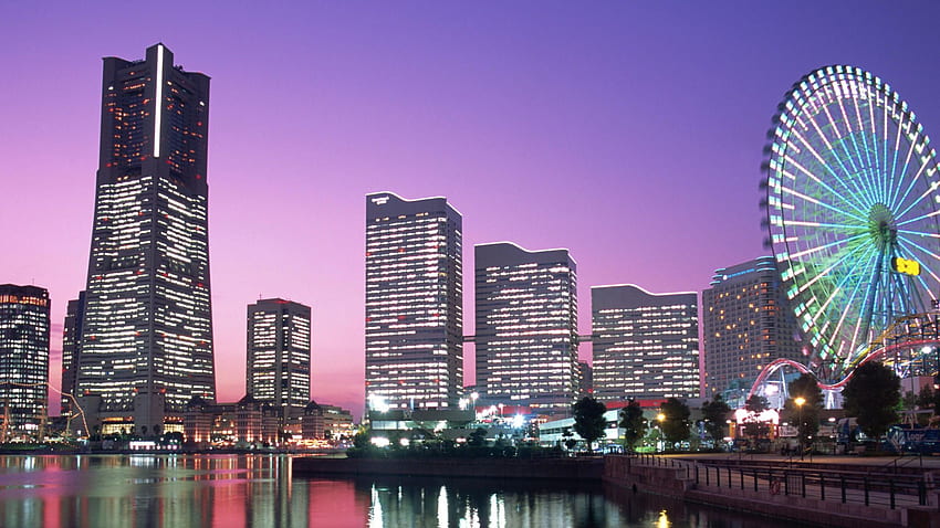 อาคารและเมือง: Minato Mirai, Osanbashi Pier, Yokohama, Honshu วอลล์เปเปอร์ HD