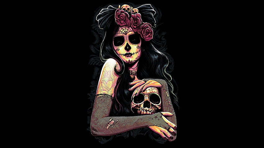 Sugar Skull, Hipster Skull HD wallpaper
