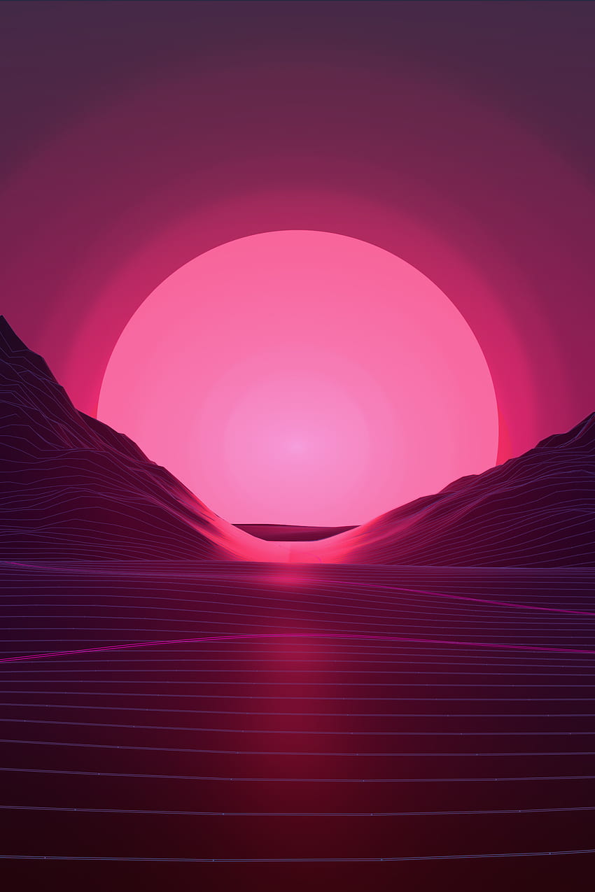 sunset, mountains, neon pink, abstract, samsung galaxy s8, samsung galaxy s8 plus, , background, 1536, Neon Purple Mountain HD phone wallpaper