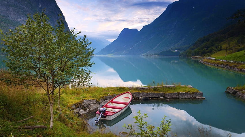 Landscapes nature grass norway lakes fjord reflections HD wallpaper