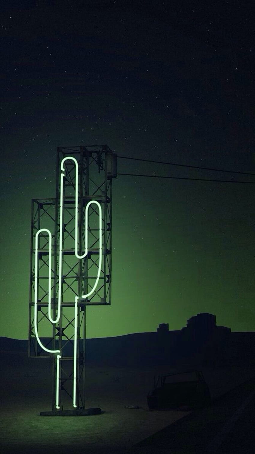 Deserto al neon. Cactus al neon, neon, insegne al neon, deserto al neon Sfondo del telefono HD