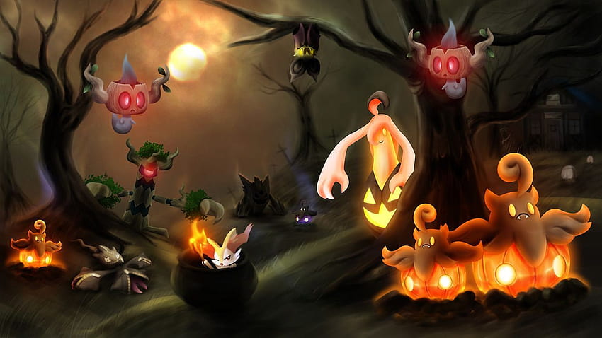 Fröhliches Pokemon-Halloween. Reines Geek. Geisterpokemon, süßes Pokemon Halloween HD-Hintergrundbild